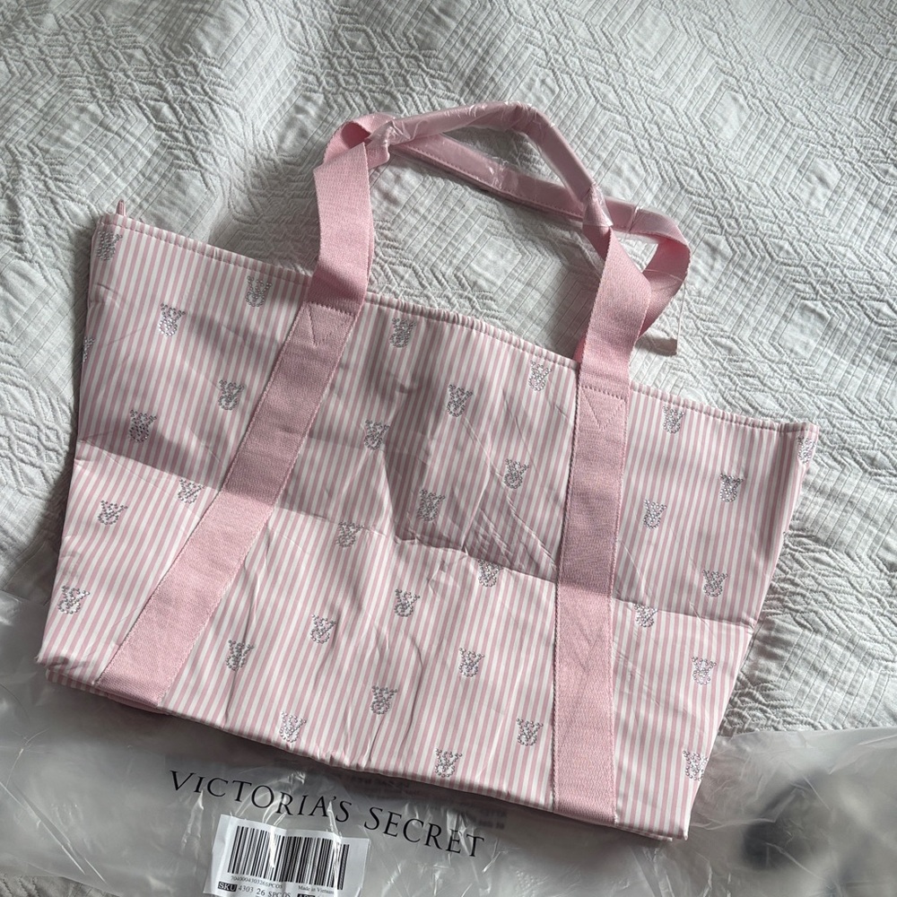 Victoria's Secret Light Pink Striped Tote